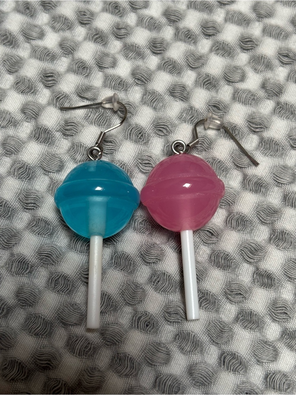 Playful Lollipop Dangle Earrings - Pink & Blue Trick or Treat Halloween